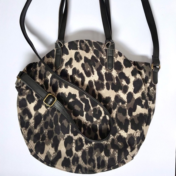 Animal Printed Textured Corduroy Oversized Half Moon Rounded Satchel Crossbody - Picture 2 of 13
